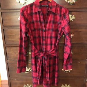 Abercrombie & Fitch Red Plaid Flannel Shirt Dress